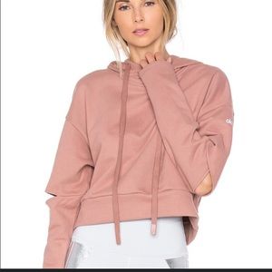 Alo yoga peak cut out hoodie pink rosewater